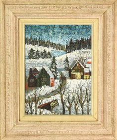 Alfred J. Haller Singed Oil Painting Winter
