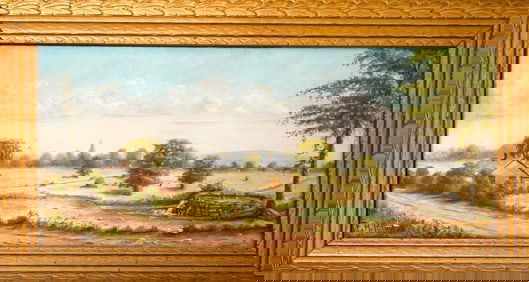 Antique F. H. Pulsyer Signed Oil Painting Farmland