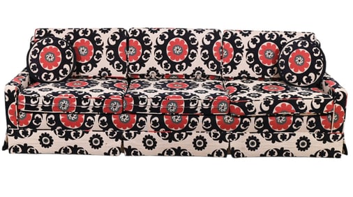 Vintage Custom Boho Floral Upholstered Sofa