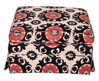 Vintage Custom Boho Upholstered Ottoman on Casters