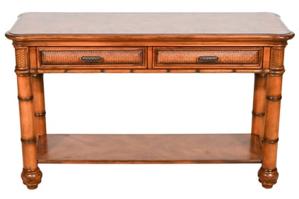 Havertys Faux Bamboo and Rattan Console Table