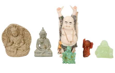 Collection Mixed Material Carved Table Top Buddhas