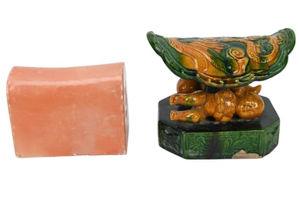 2 Chinese Porcelain Hand Painted Pillows