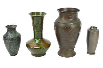 Collection of Four Japanese Metal Vases