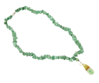 Custom Made Turquoise Necklace with Jade Pendant