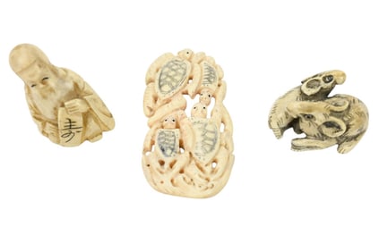 Assortment of Carved Netsuke Figures