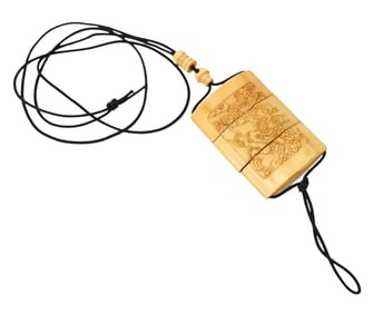 Japanese Carved Netsuke Pill Box Necklace