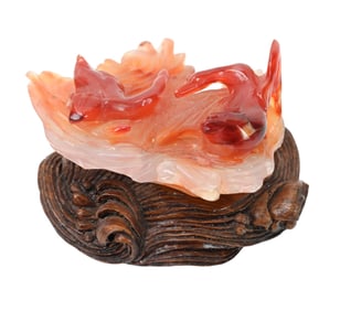 Chinese Carved Hard Stone Swan Motif