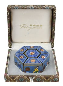 Vintage Chinese Peking Cloisonne Lidded Box Set