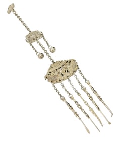 Old Chinese Silver Tone Chatelaine Pendant