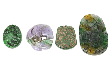 4 Chinese Carved Pendants