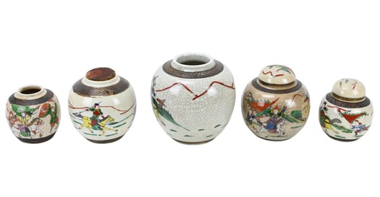 Collection Chinese Nanking Crackle Ginger Jars