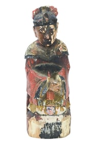 Antique Chinese Carved Altar Statue w Compartment