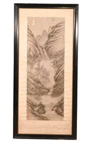 Antique 19th C Qing Dynasty Signed Ink Watercolor
