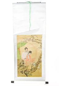 Chinese Scroll Painting Signed 2 Women