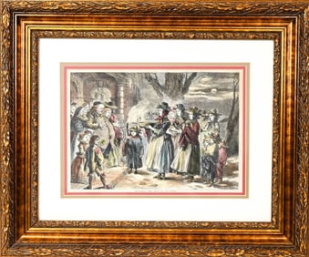 Antique John Gilbert Engraving The Wassail Bowl