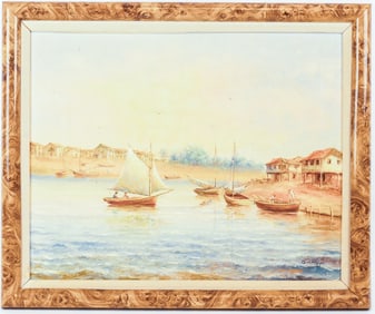 Oswaldo Moncavo Signed Oil Painting of Sea Side