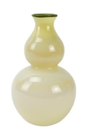 Studio Paran Signed Blown Art Glass Yellow Vase