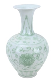 Chinese Hand Painted Celadon Porcelain Vase