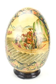 Japanese Hand Painted Satsuma 19" Porcelain Egg