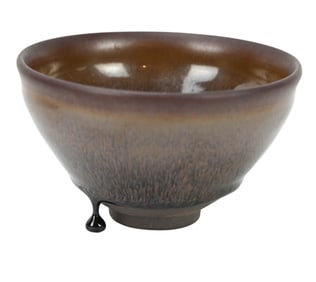 Chinese Jian Ware Hare's Fur Glaze Bowl in Box