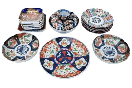 Collection Japanese Imari Porcelain Bowls & Cups