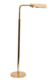 Contemporary Polished Brass Standing Library Lamp