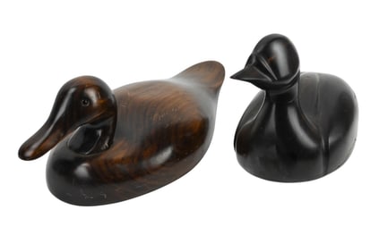 2 Hand Carved Tropical Wood Duck Decoys