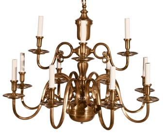 Bronze 12 Light Federal Style 2-Tier Chandelier