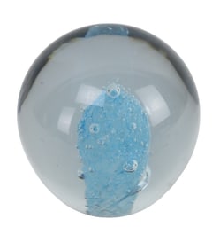 Strombergshyttan Sweden Art Glass Paperweight Aqua