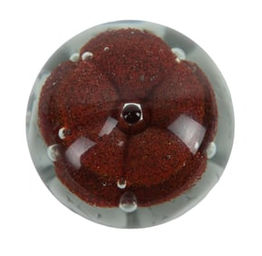 Large Vintage Art Glass Paperweight Double Flower