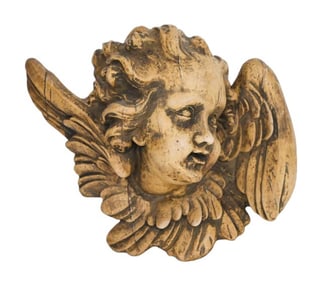Cast Resin Cherub Bust Hanging Wall Plaque