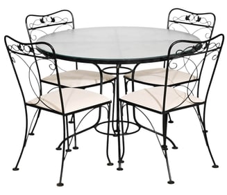 Vintage Painted Wrought Iron Patio Set