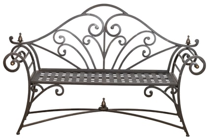 Vintage Wrought Iron Outdoor Bench