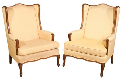 2 French Rococo Style Carved Upholstered Chairs