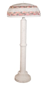 Antique Victorian Wicker Standing Floor Lamp