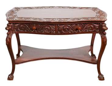 Antique R.J Horner Carved Griffin Library Desk