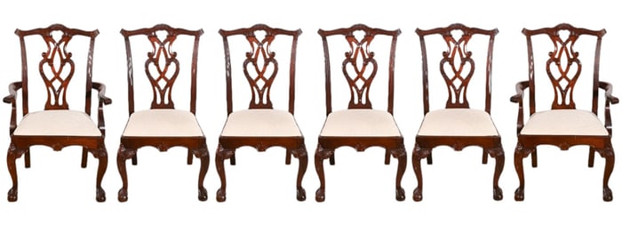 6 Chippendale Style Thistle Back Dining Chairs