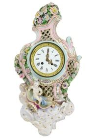 19th C Meissen Porcelain Wall Clock Putti on Cloud