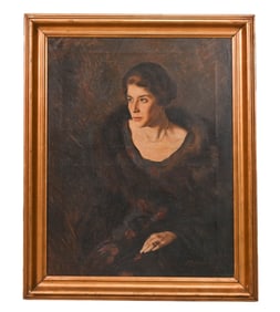 Max Hirschenauer Signed Painting Portrait of Woman