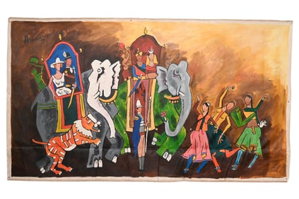 Maqbool Fida Husain Raj Series Acrylic Painting