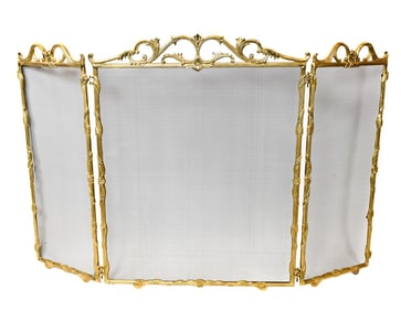 Hollywood Regency Gilt Brass Fireplace Screen