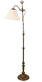 Antique Bronze & Tole Standing Floor Lamp