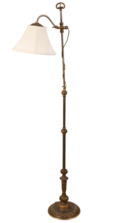 Antique Bronze & Tole Standing Floor Lamp (1 of 10)