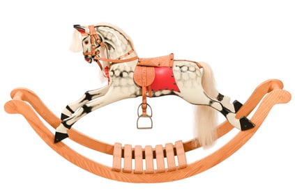 Hand Painted Rocking Horse with Leather Saddle