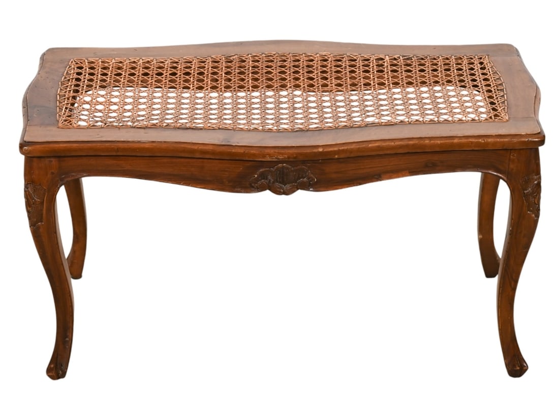 Antique French  Hand Carved Cane Bench (1 of 8)