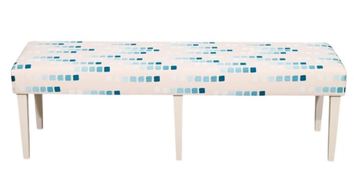 Modern Custom Embroidered Teal Upholstered  Bench