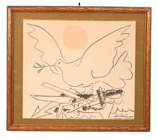 Pablo Picasso Lithograph Dove of Peace Dated 1962