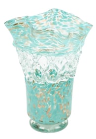 Large Murano Art Glass Vase w Gold Flecks
