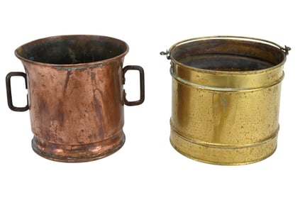 Copper and Brass Buckets or Planters